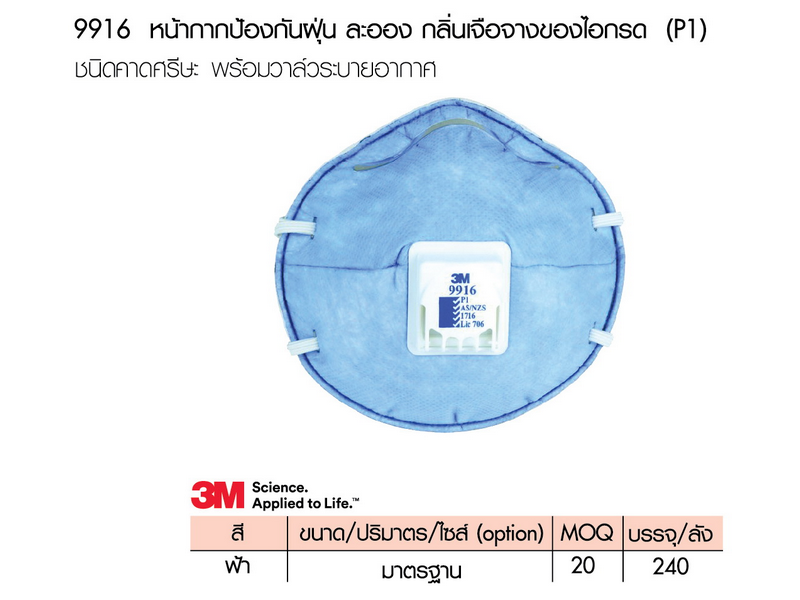 หน้ากากป้องกันฝุ่นละออง (3M 9916)