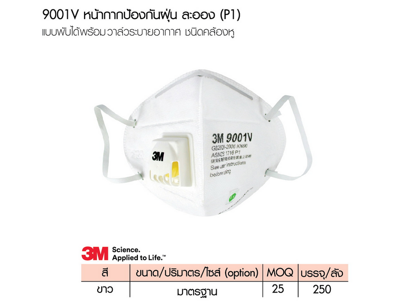 หน้ากากป้องกันฝุ่นละออง 3M 9001V