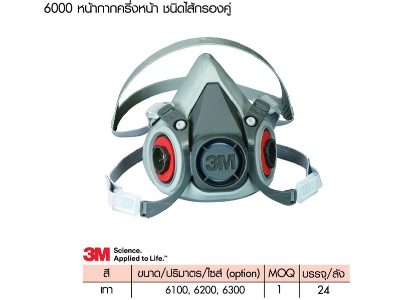 หน้ากากครึ่งหน้าตลับกรองคู่ 3M-6200 (3M)