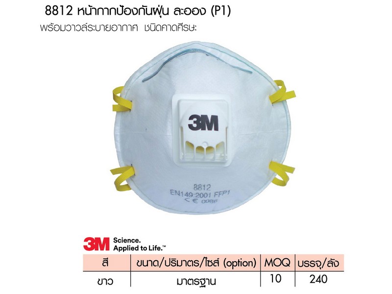 หน้ากากครอบจมูกแบบมีวาล์ว (3M-8812)