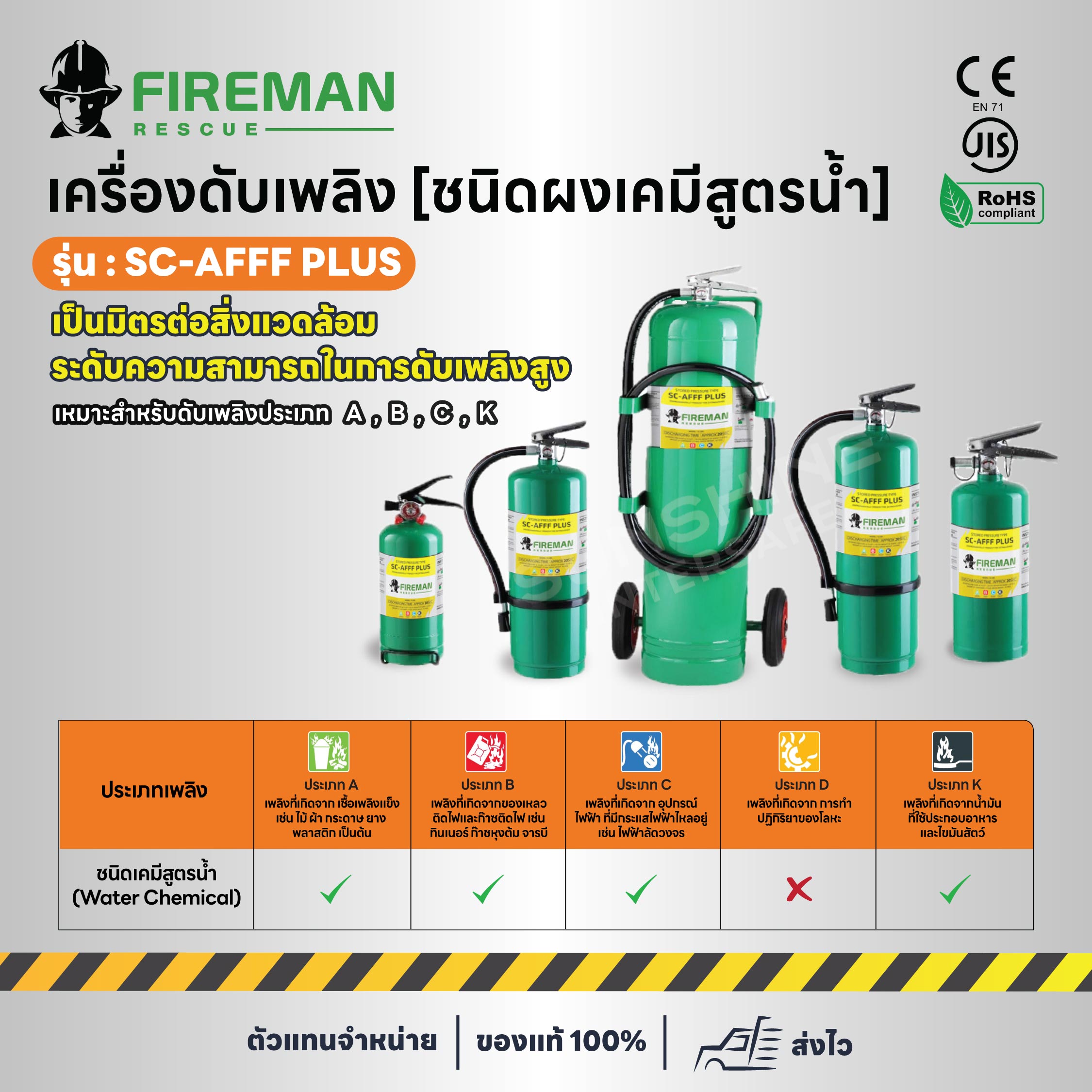 เครื่องดับเพลิง [ชนิดผงเคมีสูตรนํ้า] รุ่น SC-AFFF PLUS