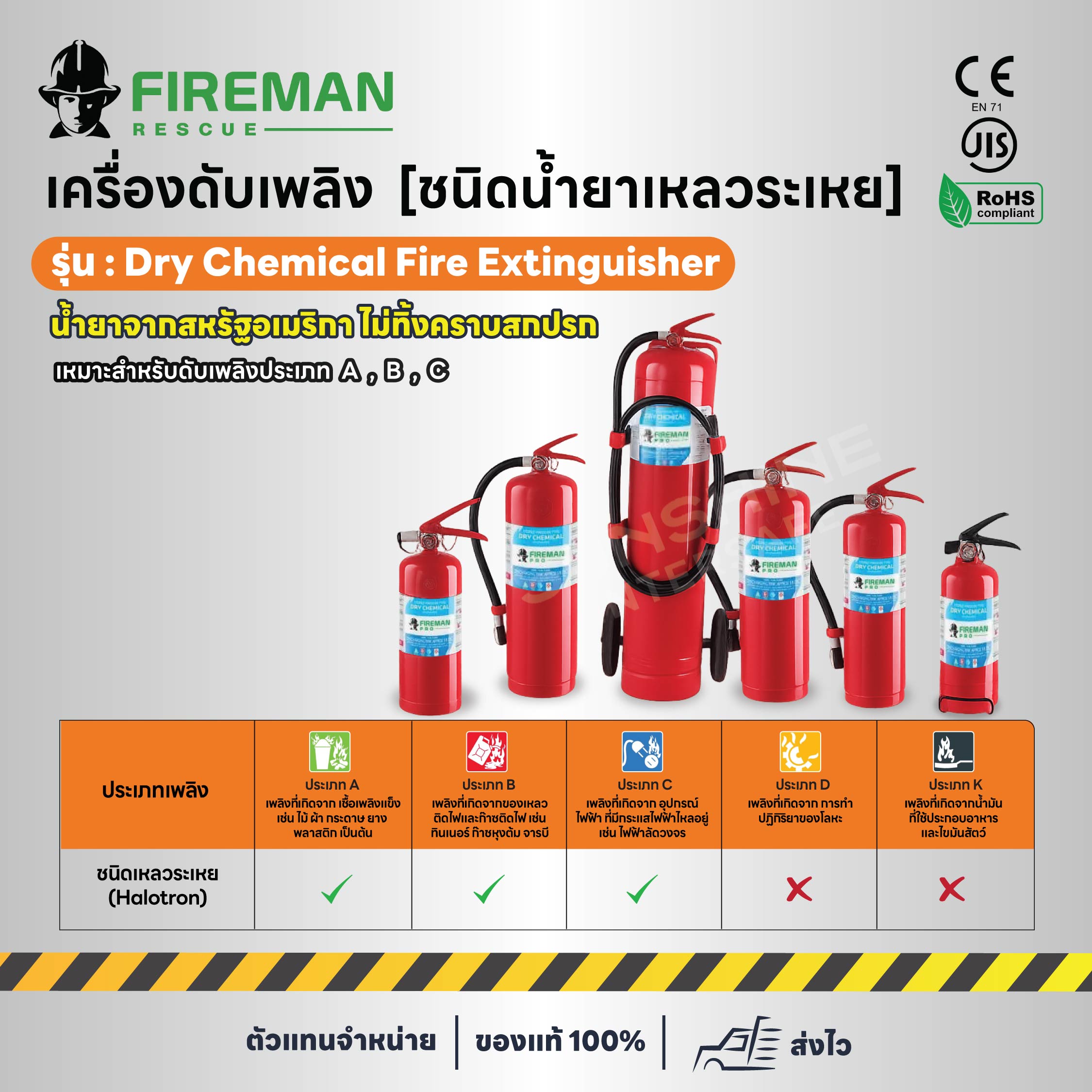 เครื่องดับเพลิง  [ชนิดนํ้ายาเหลวระเหย] รุ่น  Dry Chemical Fire Extinguisher