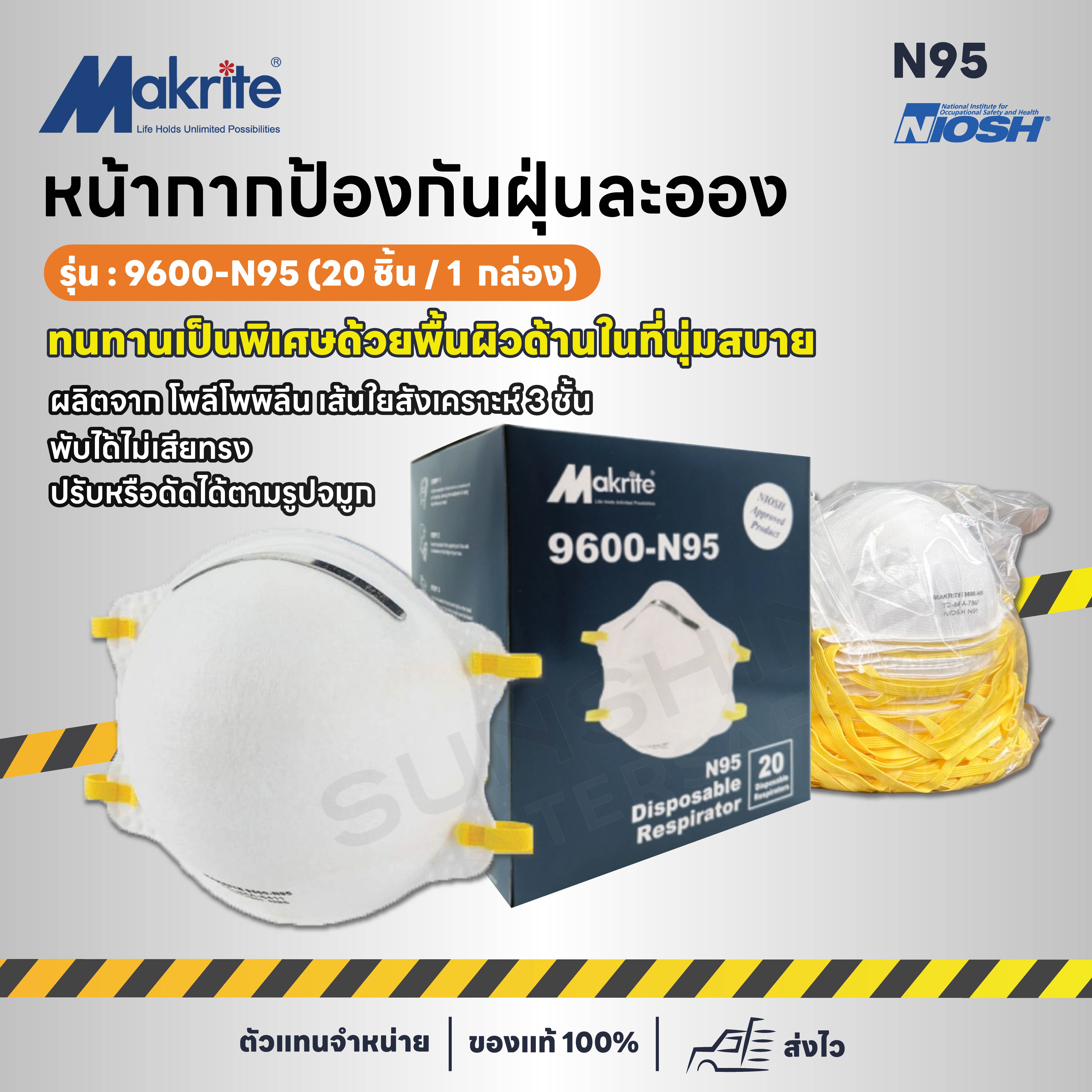 9600 N95 หน้ากากอนามัย ป้องกันฝุ่นละออง (20 ชิ้น / 1 กล่อง)
